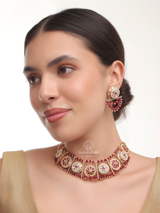 Maharani Royal Choker Necklace | Front Design | SeaShell4U Jewels