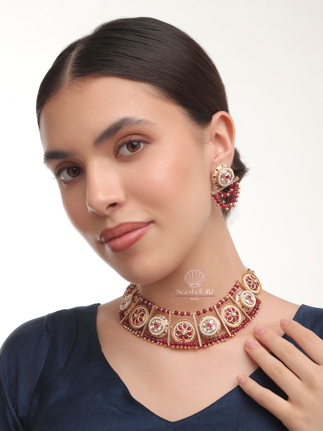 Traditional Regal Heritage Choker Necklace | Front View | SeaShell4U Jewels