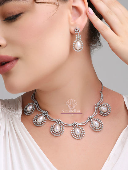 Elegant Silver Brass Grace Necklace | Front Design | SeaShell4U Jewels