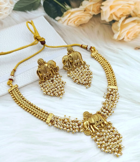 Antique Gold Brass Premium & Elegant Necklace For Women