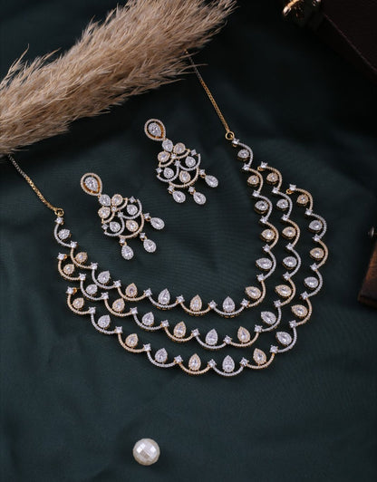 Gold Brass Premium & Elegant Necklace Set For Women