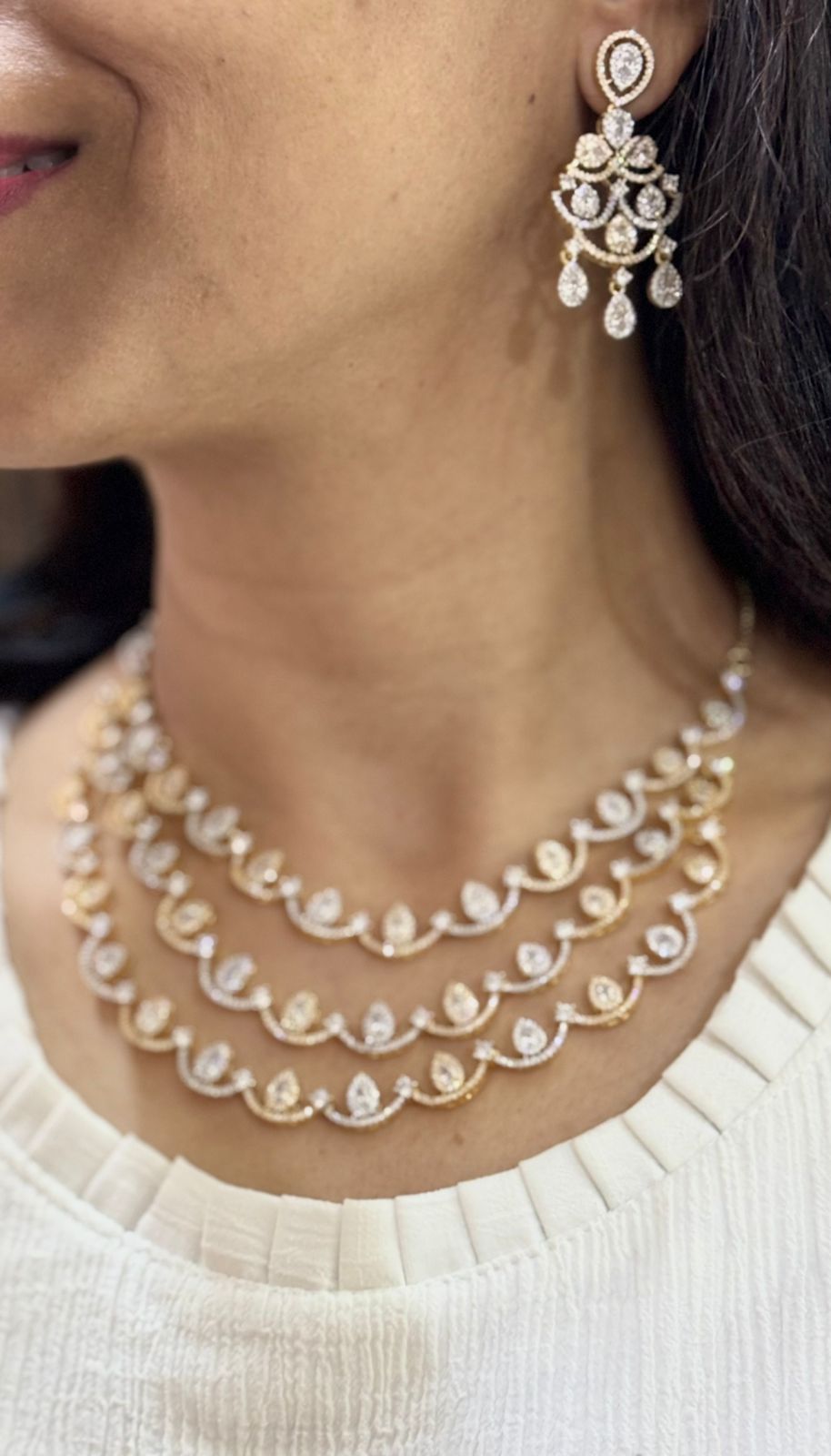 Gold Brass Premium & Elegant Necklace Set For Women