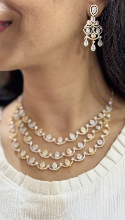 Gold Brass Premium & Elegant Necklace Set For Women