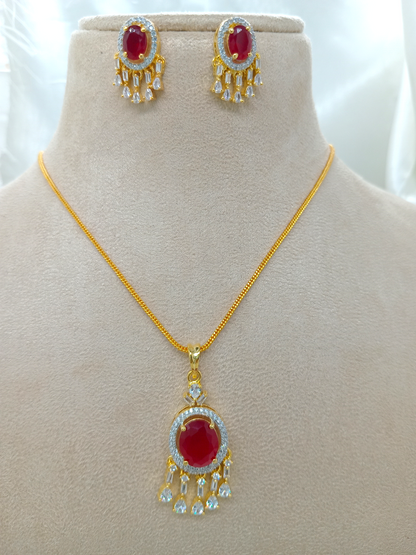 Gold Brass Premium & Elegant Pendant Set For Women