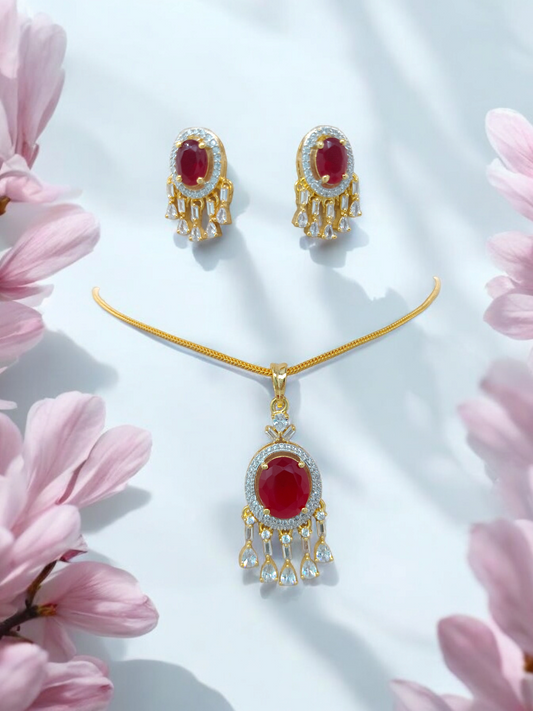 Gold Brass Premium & Elegant Pendant Set For Women
