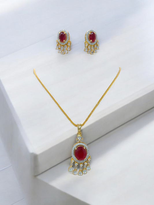Gold Brass Premium & Elegant Pendant Set For Women