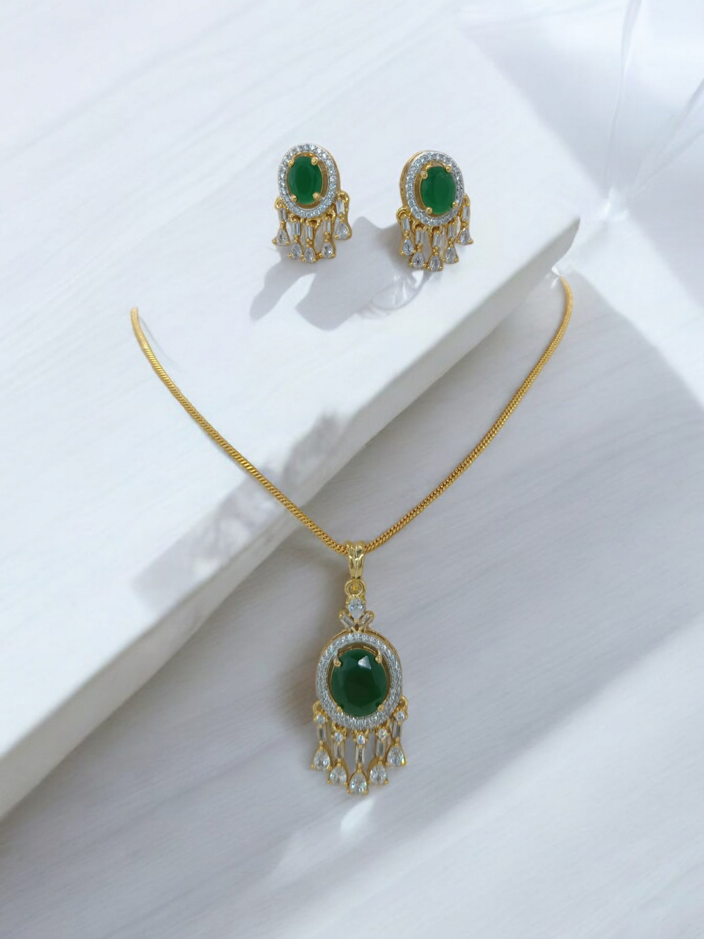 Gold Brass Premium & Elegant Pendant Set For Women