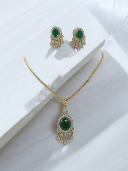 Gold Brass Premium & Elegant Pendant Set For Women