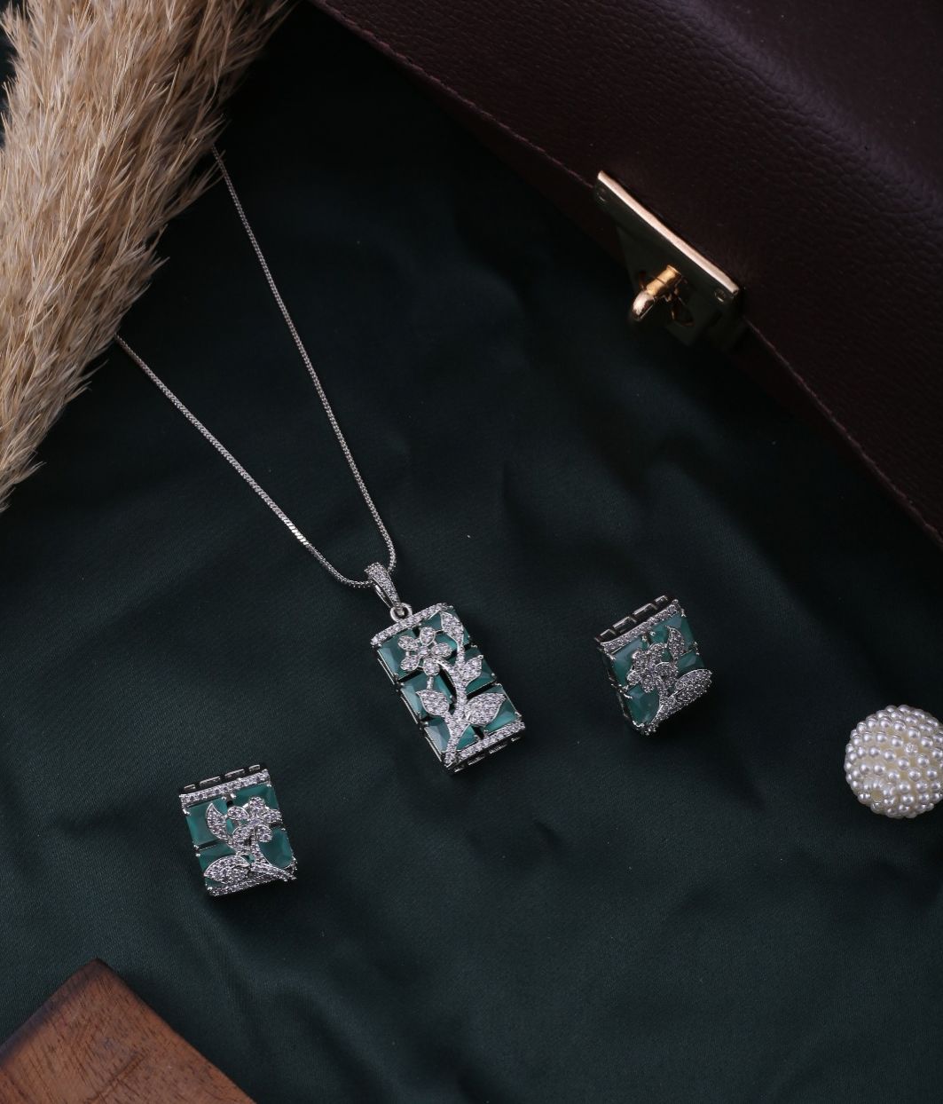 Gold Brass Premium & Elegant Pendant Set For Women