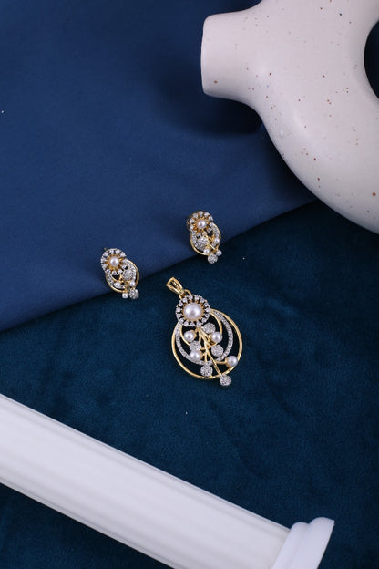 Gold Brass Premium & Elegant Pendant Set For Women