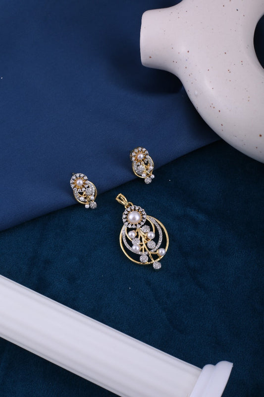 Gold Brass Premium & Elegant Pendant Set For Women