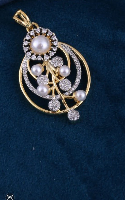 Gold Brass Premium & Elegant Pendant Set For Women