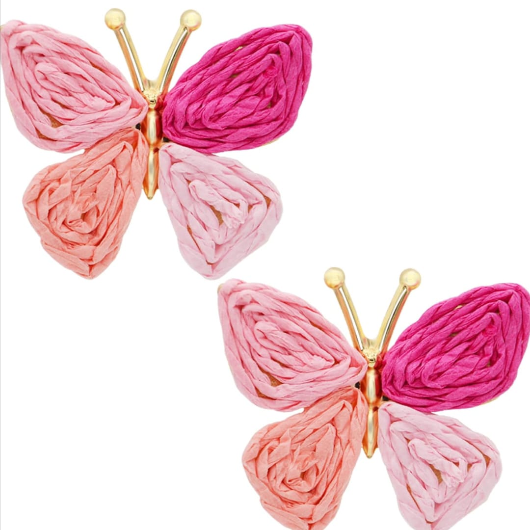 Handmade Butterfly Earrings - Pink