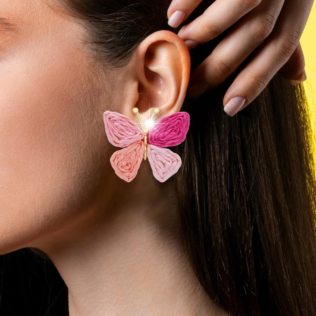 Handmade Butterfly Earrings - Pink