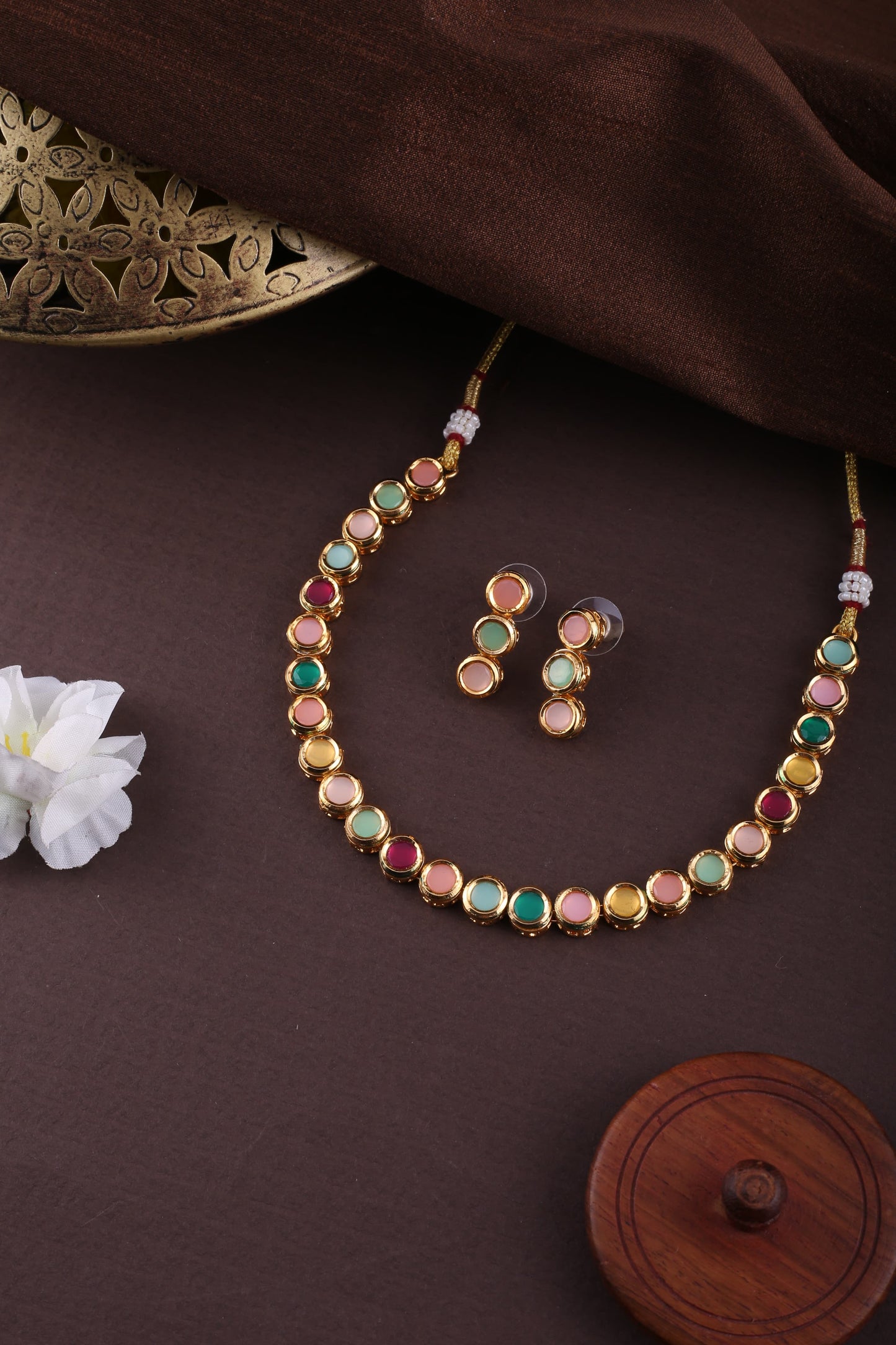 Gold Brass Premium & Elegant Kundan Set For Women