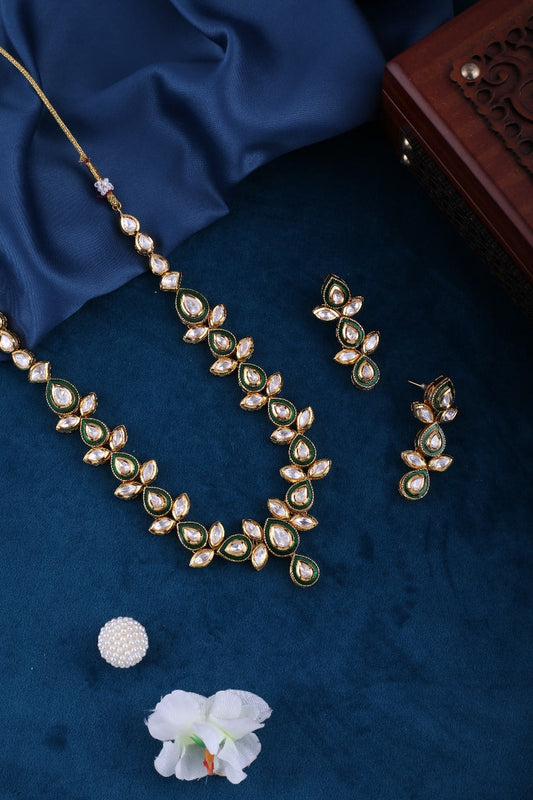 Gold Brass Premium & Elegant Kundan Set For Women