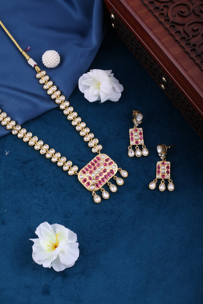Gold Brass Premium & Elegant Kundan Set For Women
