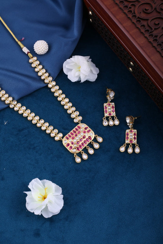 Gold Brass Premium & Elegant Kundan Set For Women