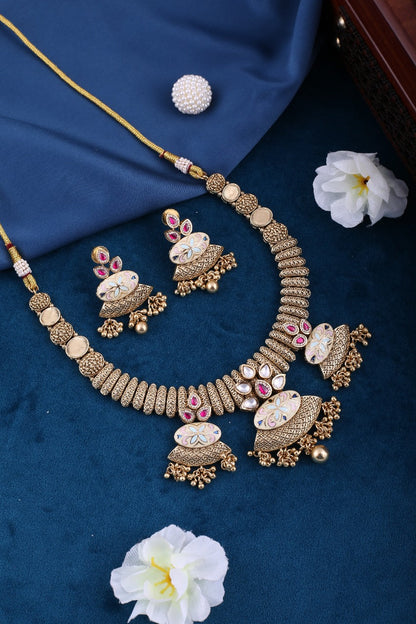Gold Brass Premium & Elegant Kundan Set For Women