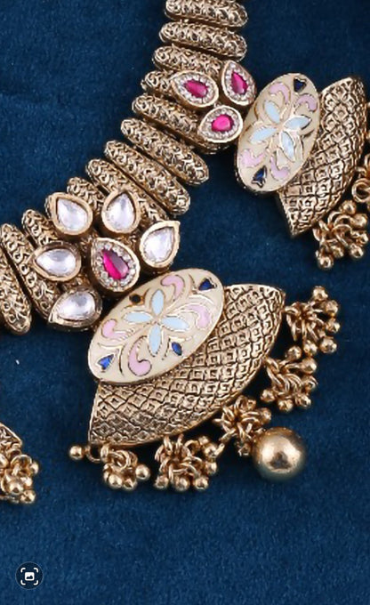 Gold Brass Premium & Elegant Kundan Set For Women