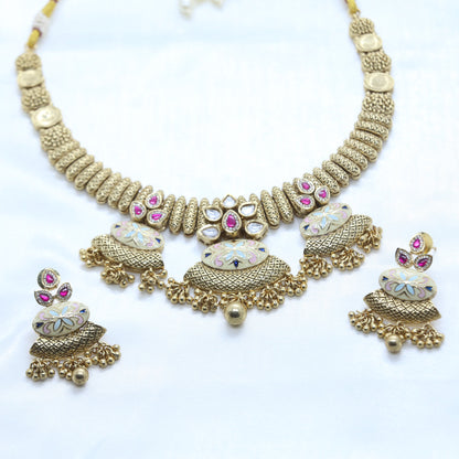 Gold Brass Premium & Elegant Kundan Set For Women