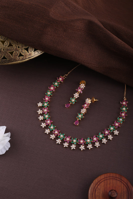 Pearl Ratna Necklace Set For Women