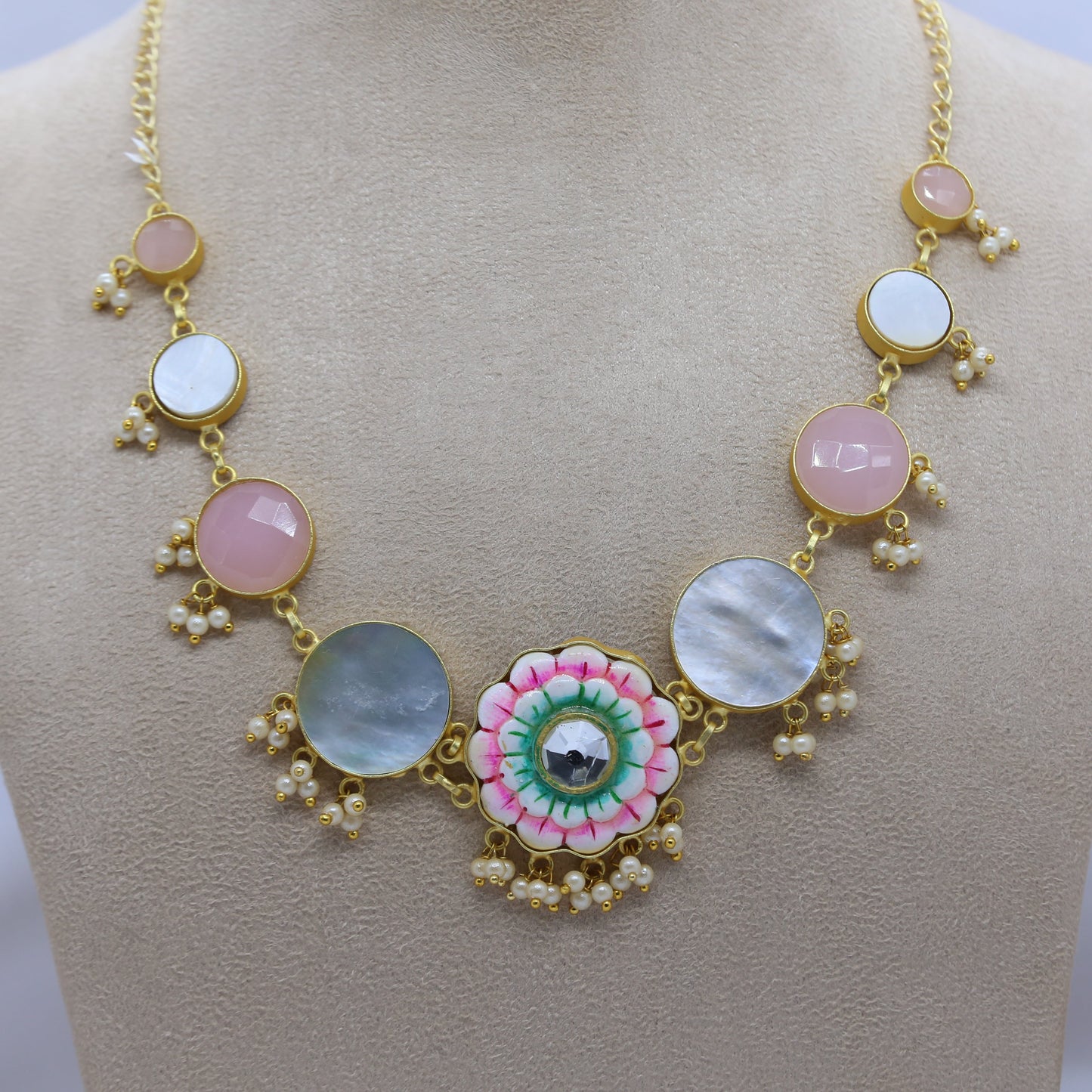 Gold Brass Premium & Elegant Necklace Set For Women