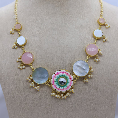 Gold Brass Premium & Elegant Necklace Set For Women