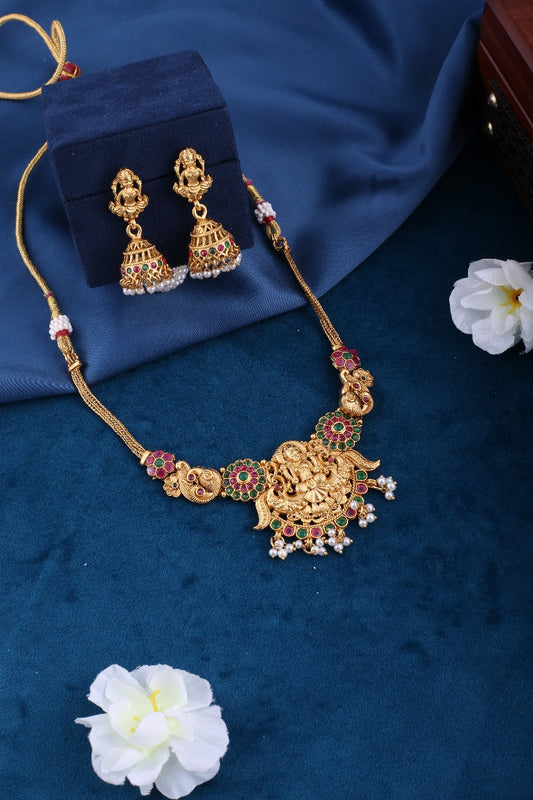 Gold Brass Premium & Elegant Necklace Set For Women