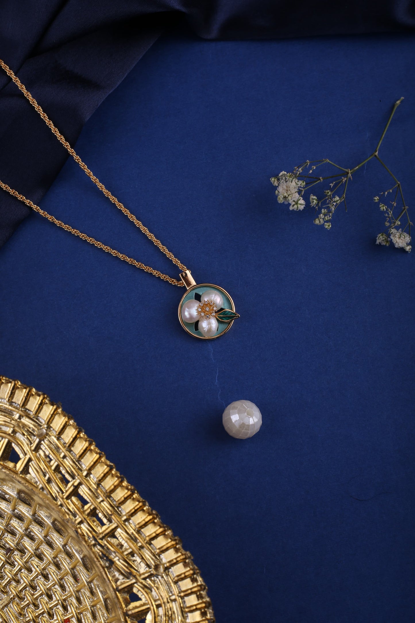 Gold Brass Premium & Elegant Pendant Set For Women