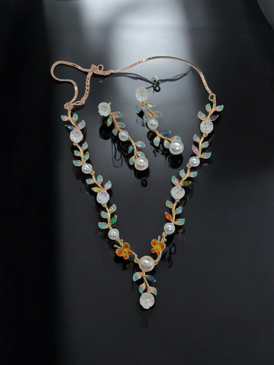 Gold Brass Premium & Elegant Necklace Set For Women