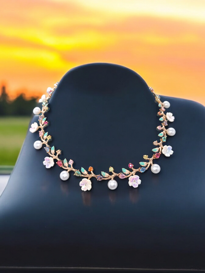 Gold Brass Premium & Elegant Necklace Set For Women