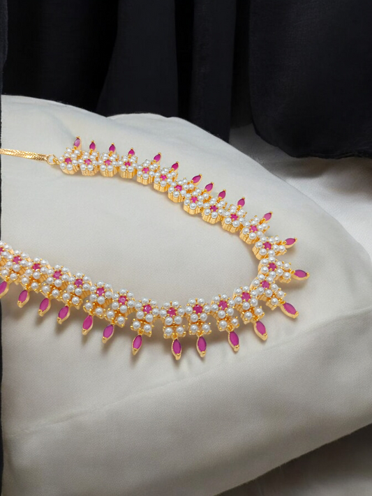 Gold Brass Premium & Elegant Necklace Set For Women
